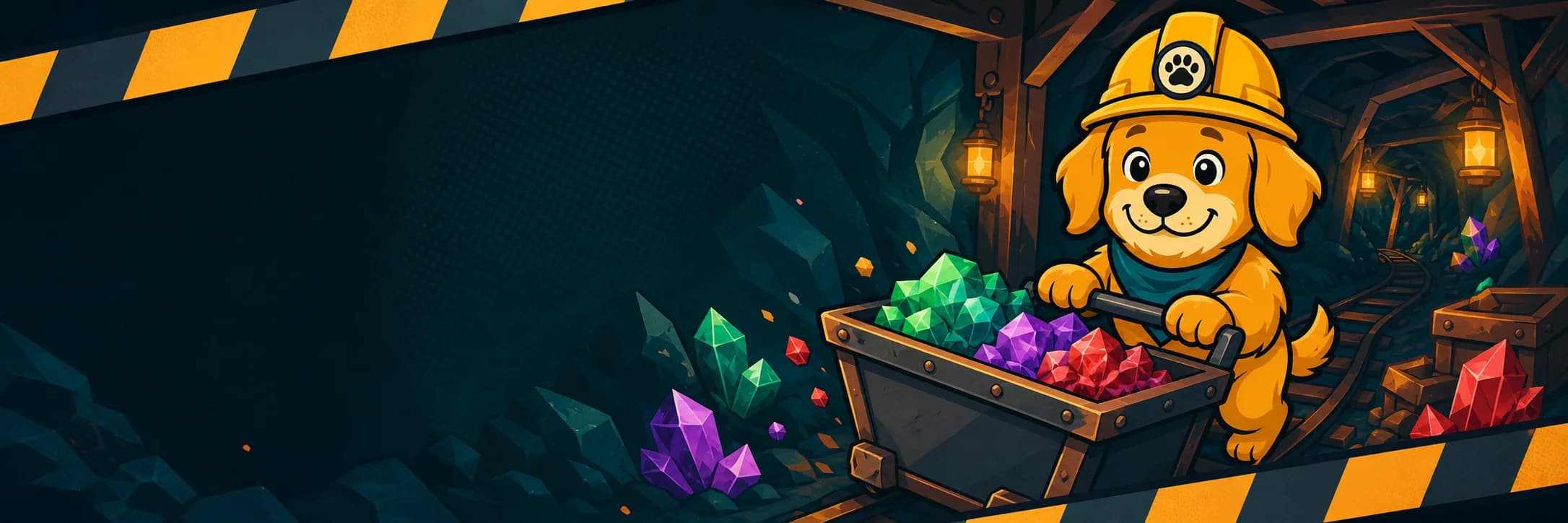 Doggy miners working in the official deep-teal cavern